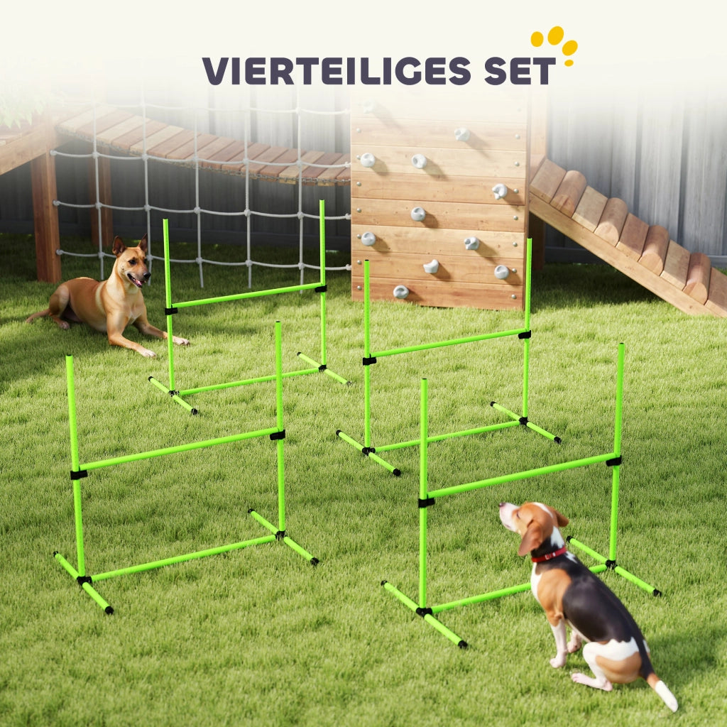 Set Agility per Cani 4 Pezzi ¨C Xylo ¨C Ostacoli Regolabili con Borsa 99x65x94cm Verde