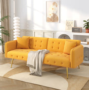 Divano letto a 2 posti convertibile con schienale e braccioli regolabili; 215x81;5 cm; velluto giallo