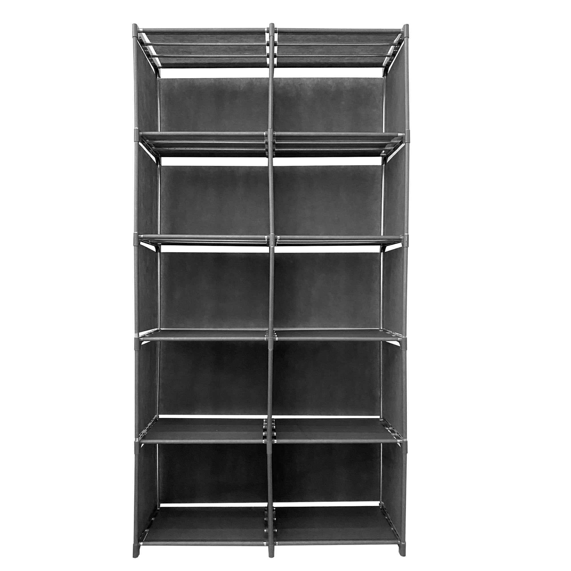 Scaffale Portaoggetti 6 Piani 12 Fori PVC e Tessuto Nyana Home 155x80x29 cm