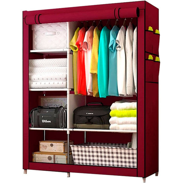 Cabina armadio in tessuto con tasche laterali 170x105x45 cm (Granato)