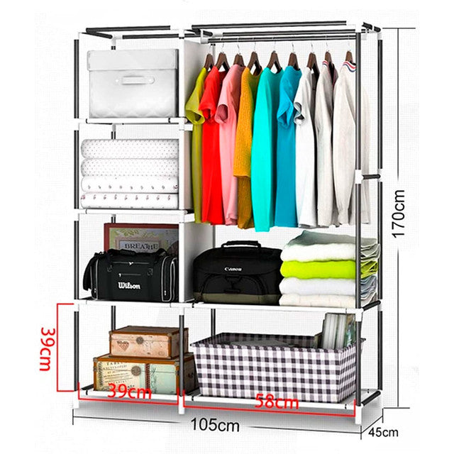 Cabina armadio in tessuto con tasche laterali 170x105x45 cm (Granato)