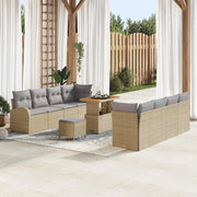 Set Divano da Giardino con cuscino 11 pcs Beige e Grigio Chiaro