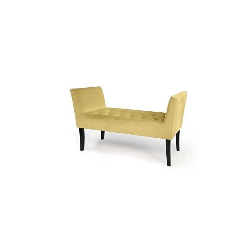 PANCA IN VELLUTO CON GAMBE NERE 110 X 40 X 60 CM IN COLORE SENAPE
