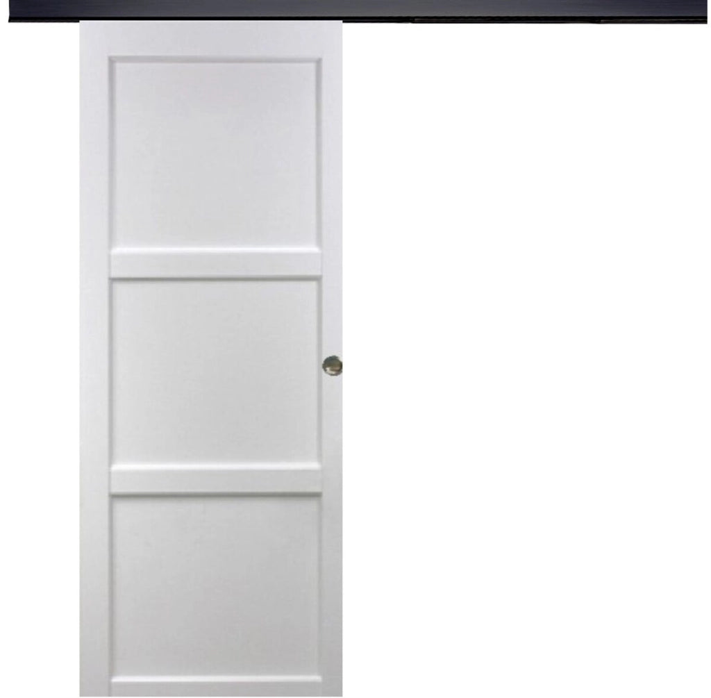 Korya' Bianco Porta scorrevole a 3 ante 204X73 Con binario in alluminio nero + scocche