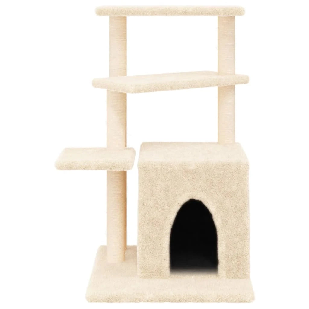 Tiragraffi per gatti torre per arrampicata giocattolo piattaforma per arrampicata con tiragraffi in sisal 83,5 cm crema 02_0022529