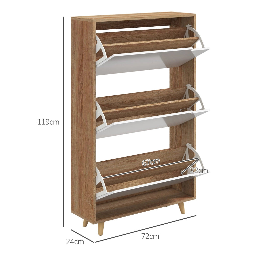 Scarpiera Salvaspazio 18-24 Paia di Scarpe a 3 Cassetti  72x24x119 cm in Truciolato Bianco