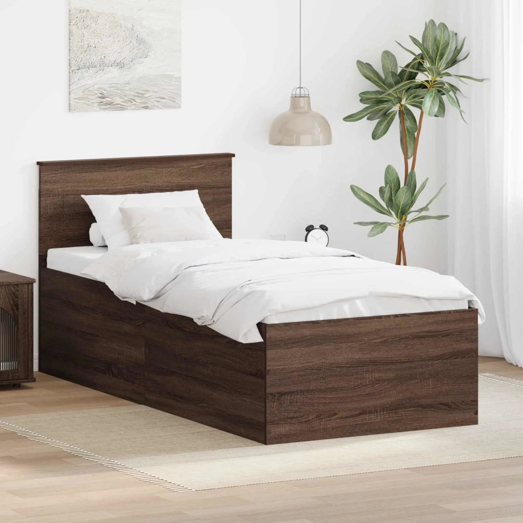 Struttura del letto con testiera Rovere Marrone 75 x 190 cm