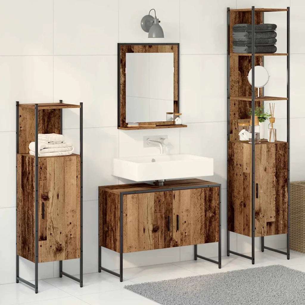 Set di mobili per il bagno 4 pcs Marrone Legno multistrato 3334402