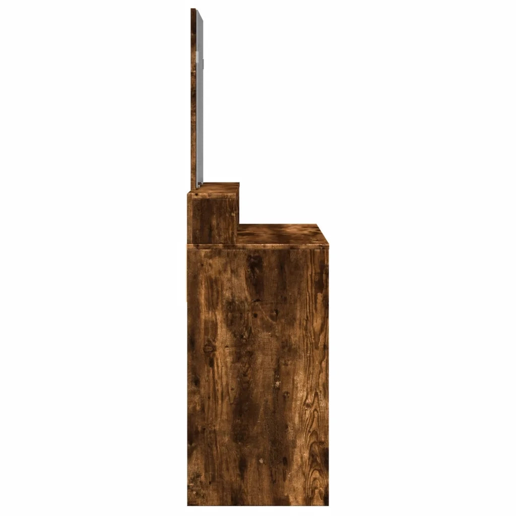 Toeletta con Specchio-Tavolo da Vanit¨¤ Rovere Fumo 80x41x144,5 cm