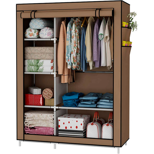 Cabina armadio in tessuto con tasche laterali 170x105x45 cm (Marrone)