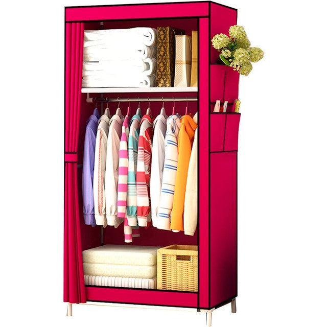 Cabina armadio in tessuto con tasche laterali 160x70x45 cm (Granato)