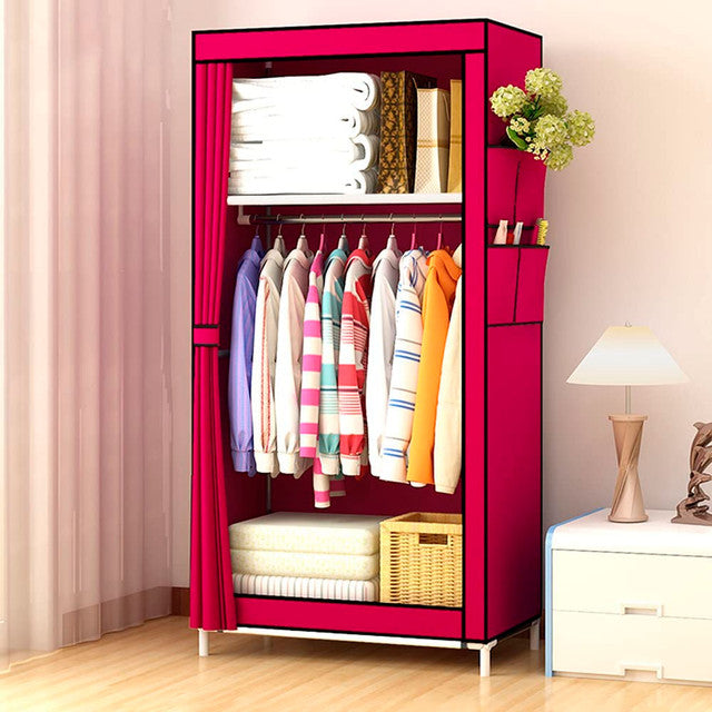 Cabina armadio in tessuto con tasche laterali 160x70x45 cm (Granato)