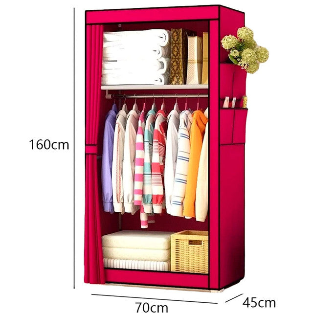 Cabina armadio in tessuto con tasche laterali 160x70x45 cm (Granato)