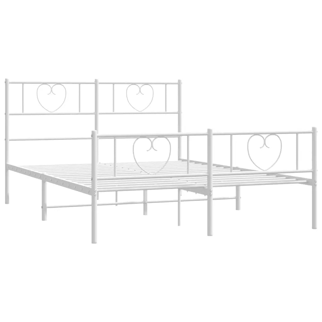 Giroletto con Testiera e Pediera Metallo Bianco 120x190 cm 355527
