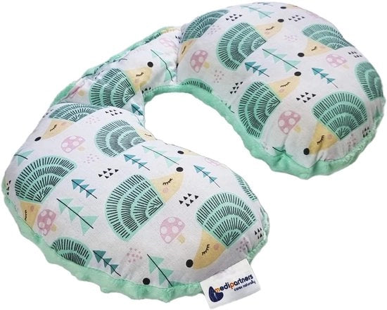 Supporto per neonati in cotone al 100% / Cuscino per neonati per auto, passeggino, viaggi, cuscino per dormire, cuscino per viaggio (orsetto argentato con pelliccia Minky argentata)