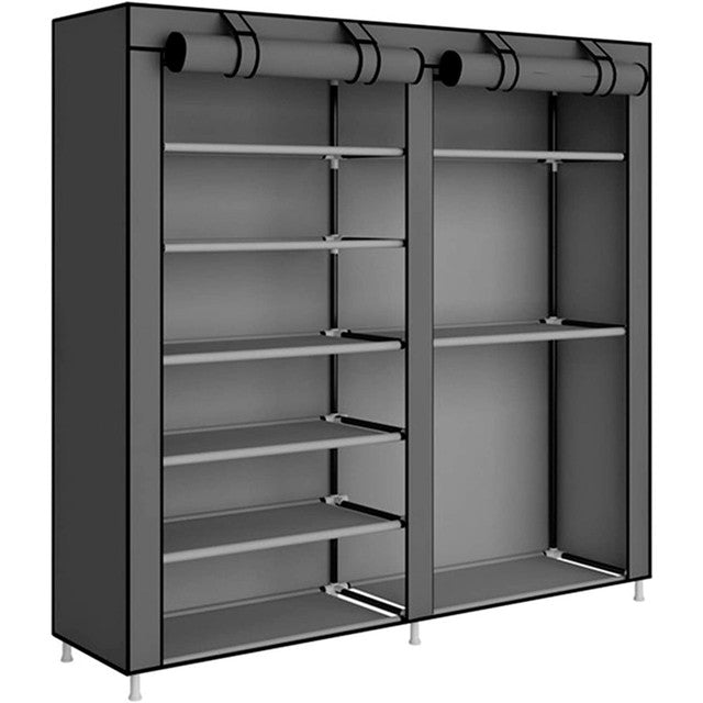 Armadio Scarpiera in tessuto per stivali e escarpe con anta con cerniera 110x120x30 cm (Grigio)