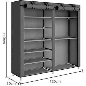 Armadio Scarpiera in tessuto per stivali e escarpe con anta con cerniera 110x120x30 cm (Grigio)
