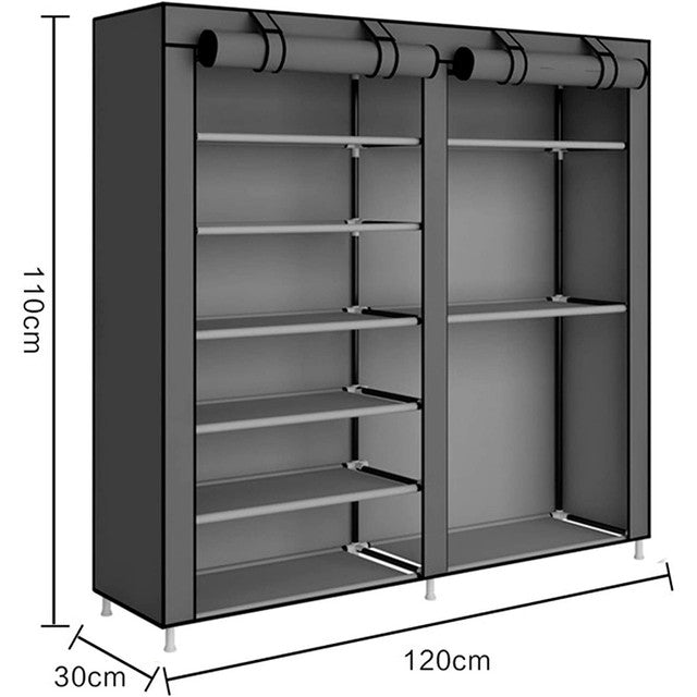 Armadio Scarpiera in tessuto per stivali e escarpe con anta con cerniera 110x120x30 cm (Grigio)
