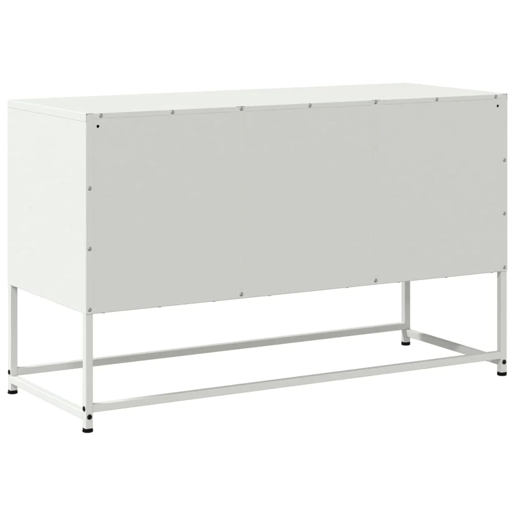 Mobile TV multimediale mensola TV credenza TV per sala da pranzo soggiorno camera da letto 100,5 x 39 x 60,5 cm acciaio bianco 02_0025547