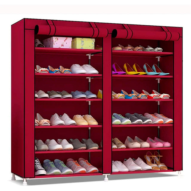 Armadio Scarpiera in tessuto con anta con cerniera 110x120x30 cm (Granato)