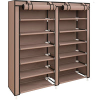 Armadio Scarpiera in tessuto con anta con cerniera 110x120x30 cm (Marrone)