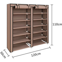 Armadio Scarpiera in tessuto con anta con cerniera 110x120x30 cm (Marrone)