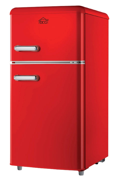 Dcg frigo doppia porta linea retro 100lt e rosso mf100rcdp
