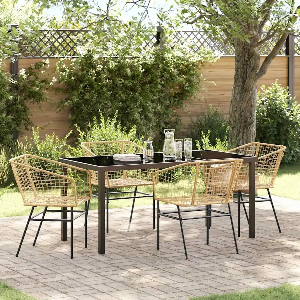 Set da Pranzo per Giardino 5 pcs Marrone polyrattan 3380900