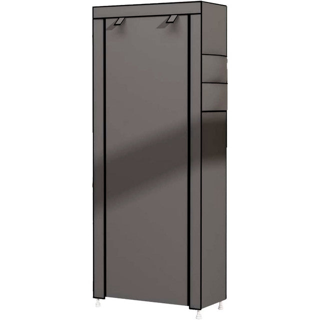 Armadio Scarpiera in tessuto con anta con cerniera 160x60x30 cm (Grigio)