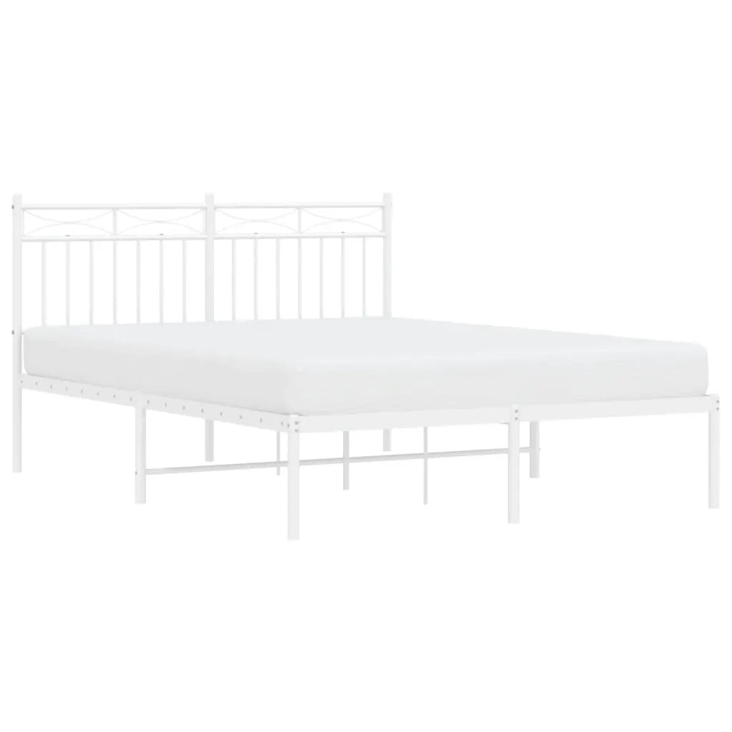 Letto matrimoniale | Letto per adulti | Giroletto con Testiera Metallo Bianco 140x200 cm