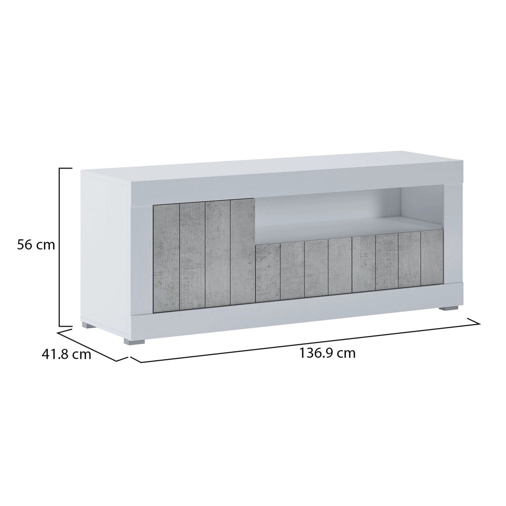 Lucino, Mobile Porta tv Cassetti, 137x42x56h cm Bianco