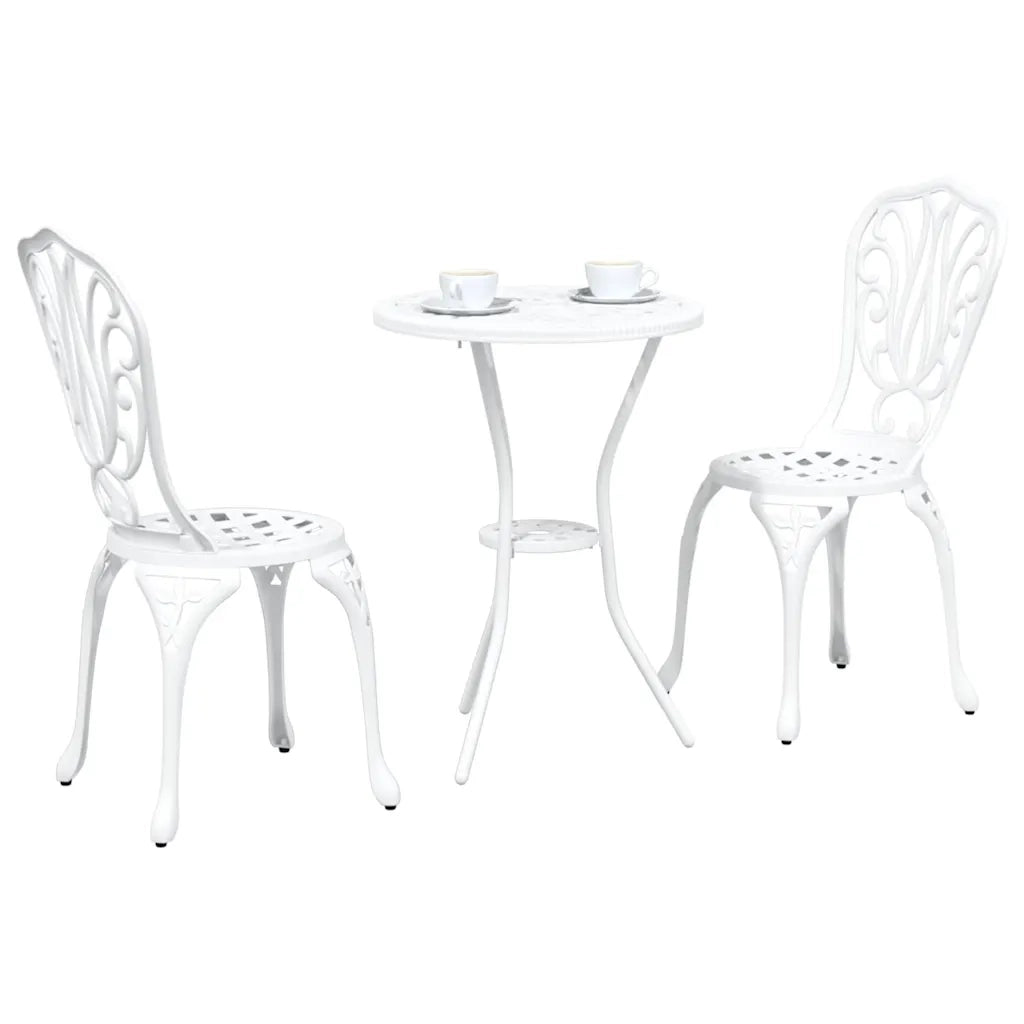 Set Bistro da Giardino 3 pz | Set Salotto da Giardino Bianco Alluminio
