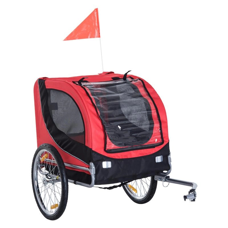 RIMORCHIO BICI PER CANI E ANIMALI DOMESTICI ROSSO E NERO 130 X 90 X 110 CM