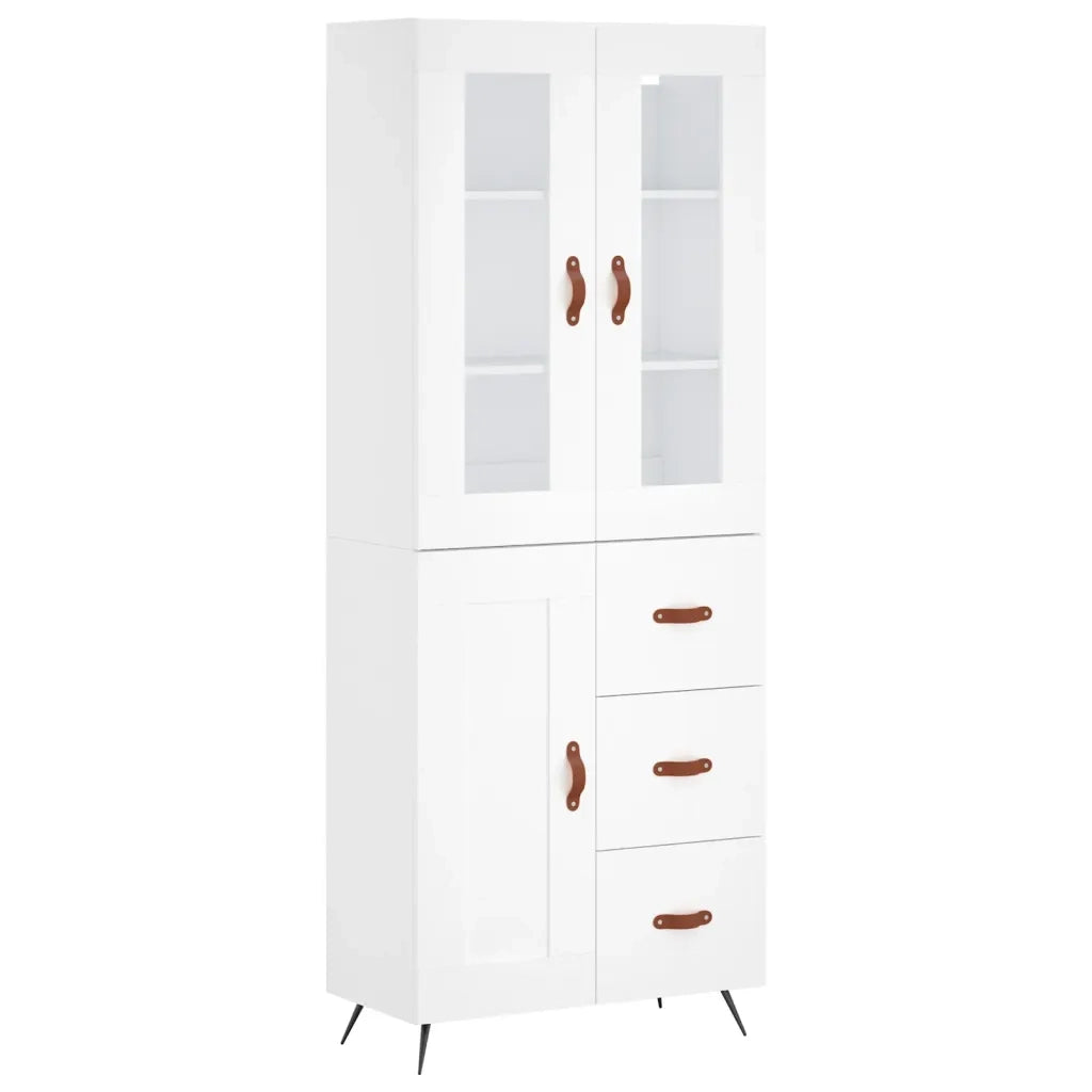 Credenza-Buffet-Armadio da cucina Bianca 69,5x34x180 cm in Legno Multistrato 142901