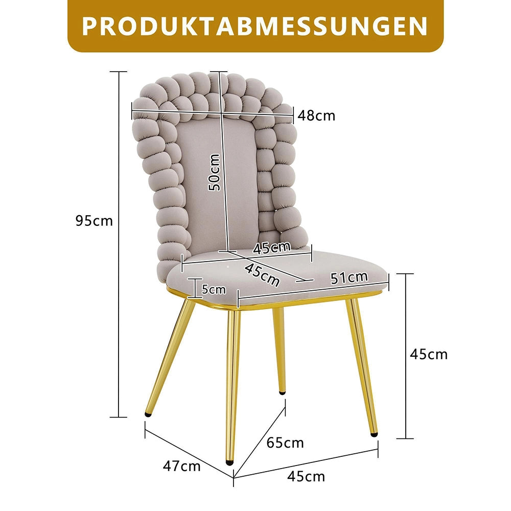 Set 2 sedie da pranzo - Xylo - velluto beige gambe dorate