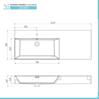 Mobile bagno sospeso 60 cm grigio perla lavabo 120 sinistro e specchio Iside