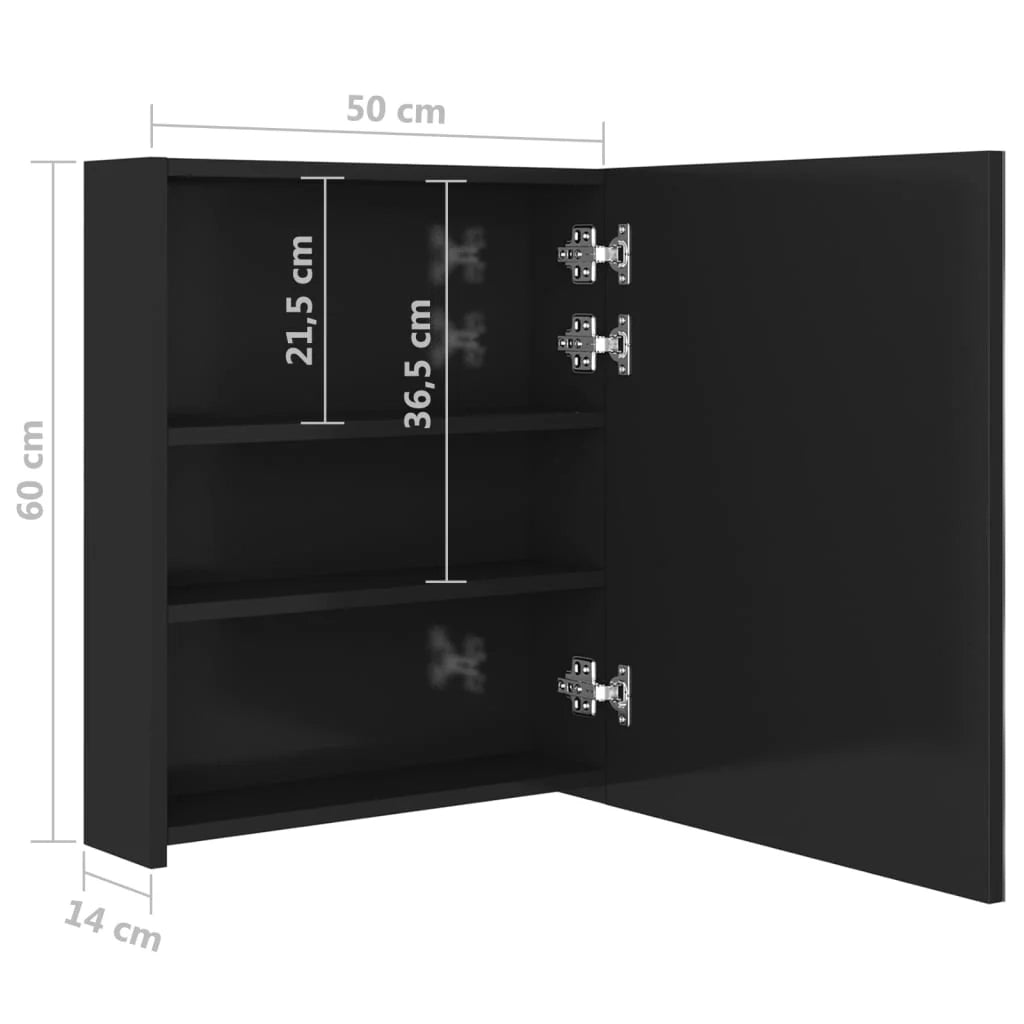 Mobile bagno con specchio LED 50x14x60 cm nero lucido 02_0006615