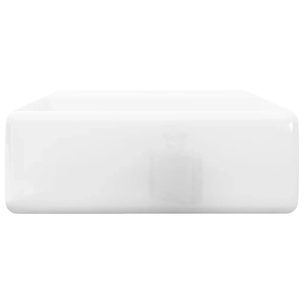Lavandino-Lavello Bagno in Ceramica Bianca Quadrato con Foro Rubinetto