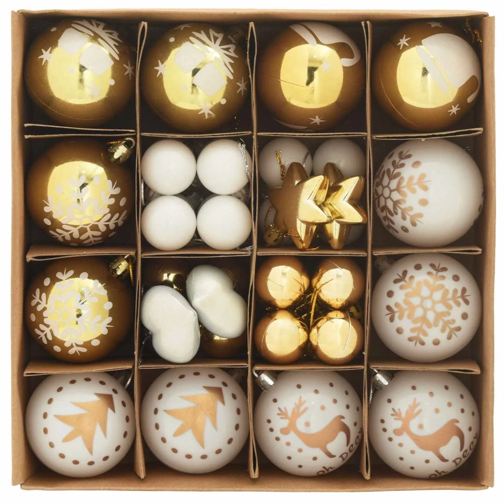 Set di Palle di Natale 40 pz Bianco e Oro Plastica CFW6458655