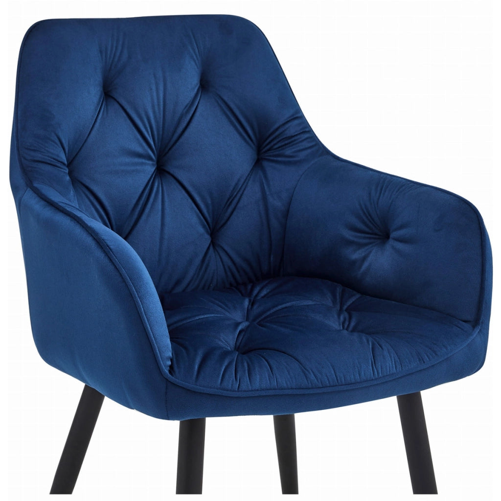 Sedia Jork in Velluto Blu Notte con Gambe Nere