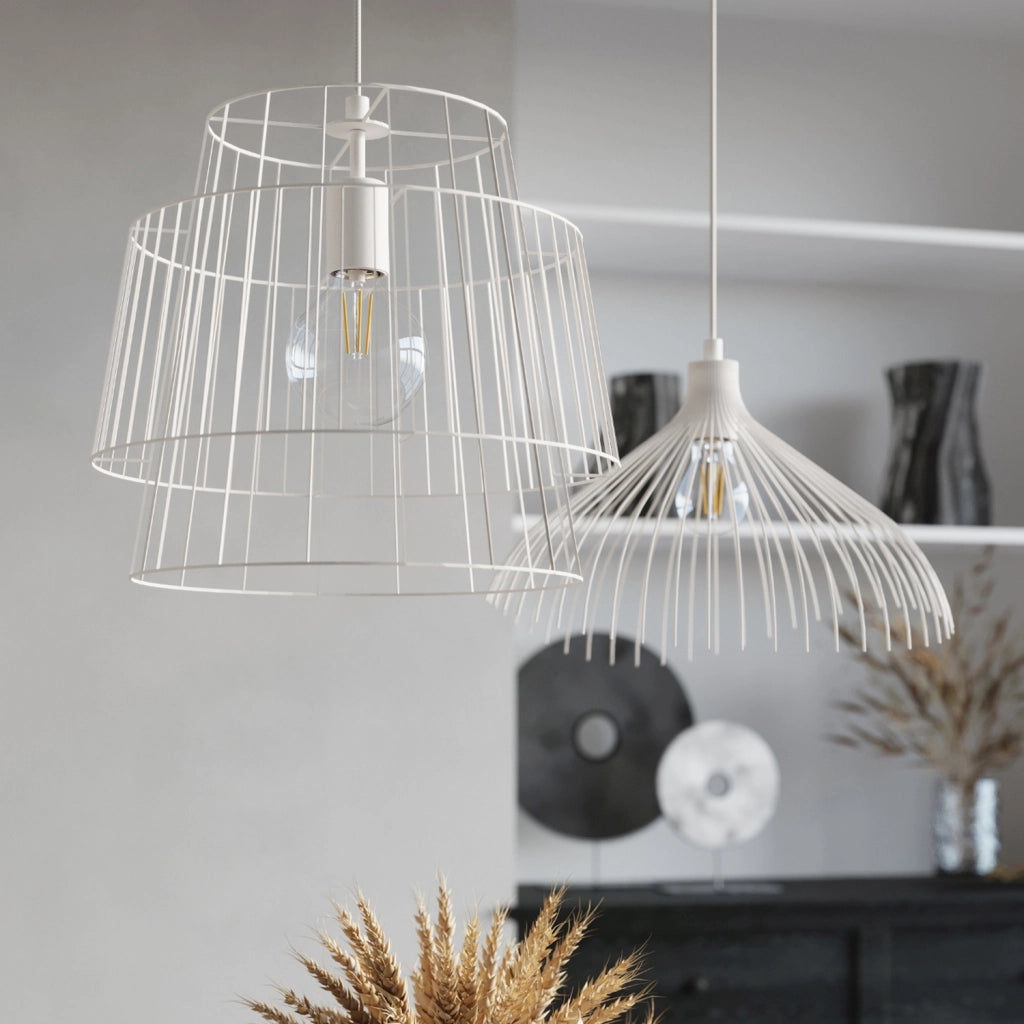 Lampada a sospensione PENERO bianca metallo E27 Pure Lume