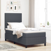 Letto con Base a Molle e Materasso Grigio Scuro 80x200 cm in Tessuto a Coste