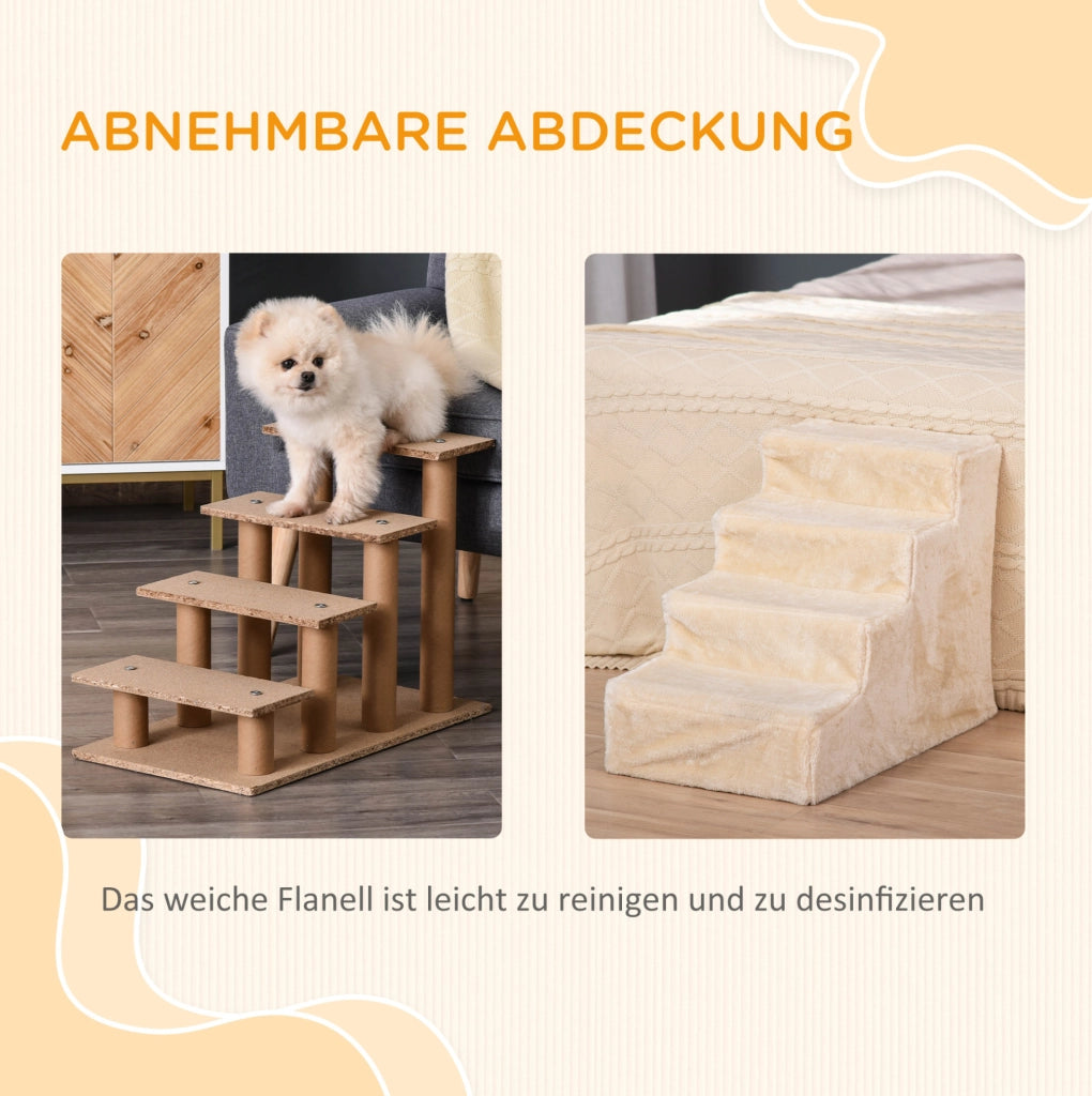 Scaletta per animali 4 gradini beige 60 x 35 x 44 cm