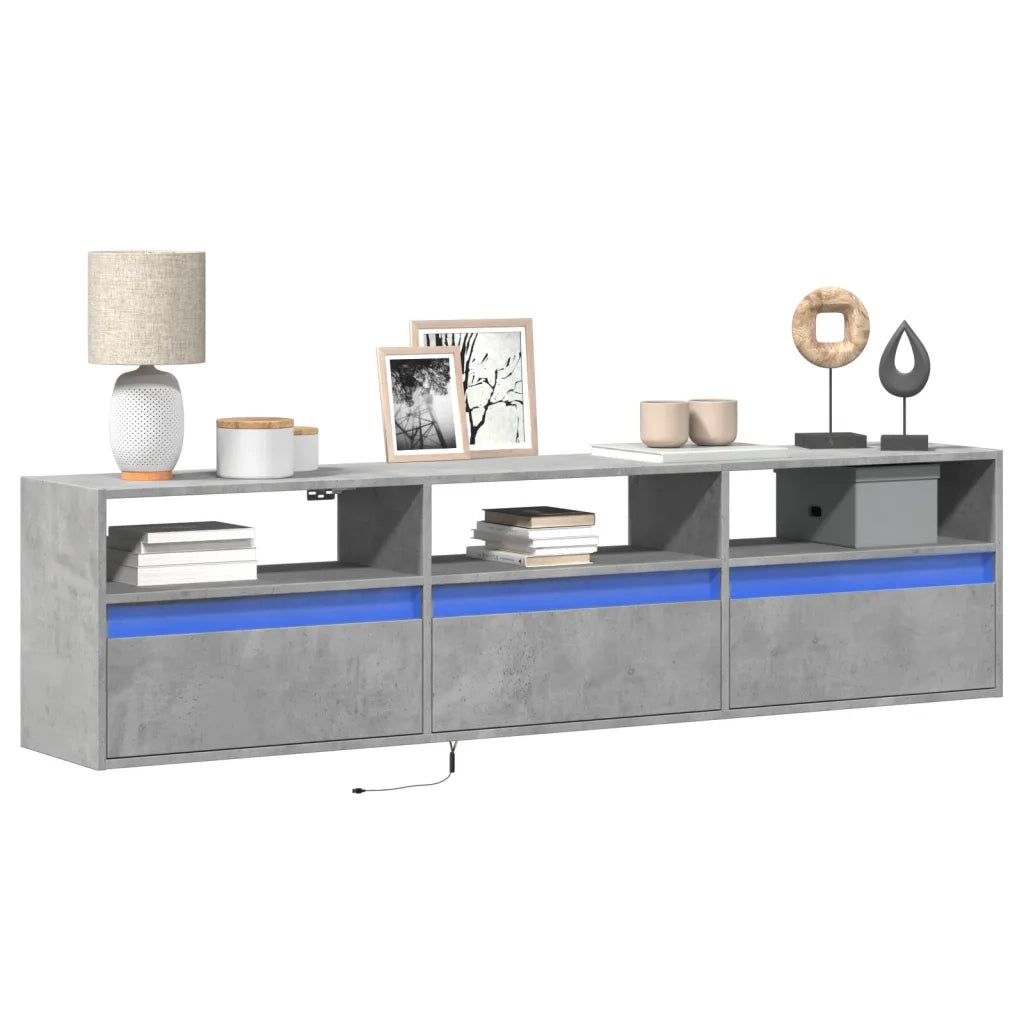 Mobile TV a Parete con LED Grigio Cemento 180x31x45 cm 3307943