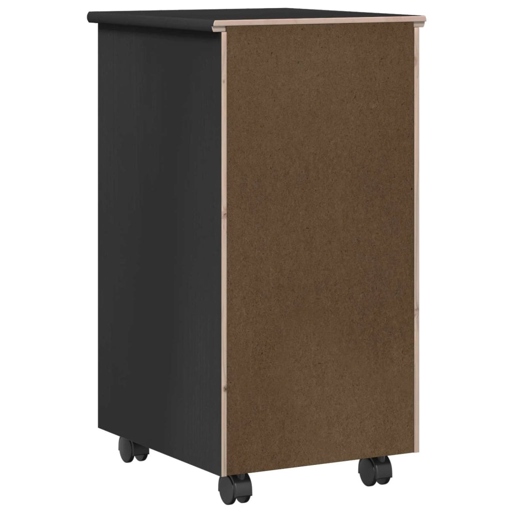 Mobile con Ruote Nero 34 x 39 x 65,5 cm Legno di Pino Massello 42028359