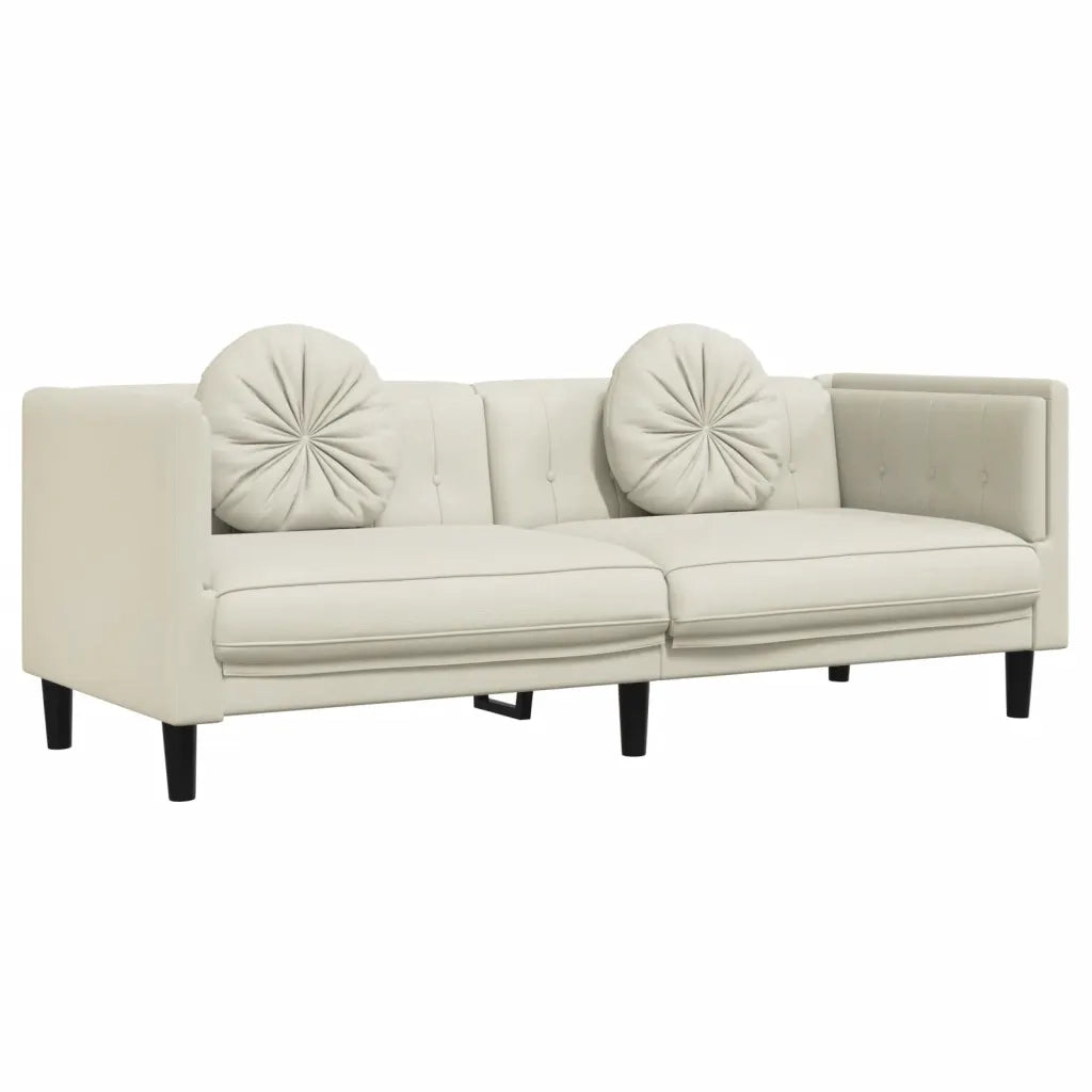 Set di Divani 2 pz con Cuscini Crema in Velluto 3209264