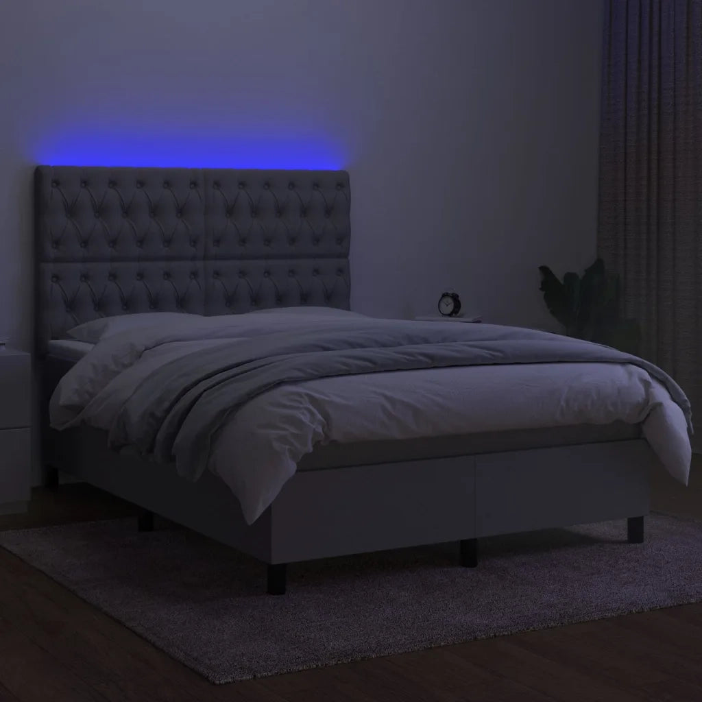 Letto a Molle Materasso e LED Grigio Chiaro 140x200 cm Tessuto cod mxl 37310
