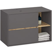 Mobile bagno senza lavabo VAMI sospeso Grigio Grafite, Rovere Artisan 90 cm 2 cassetti 90x45,5x60 cm