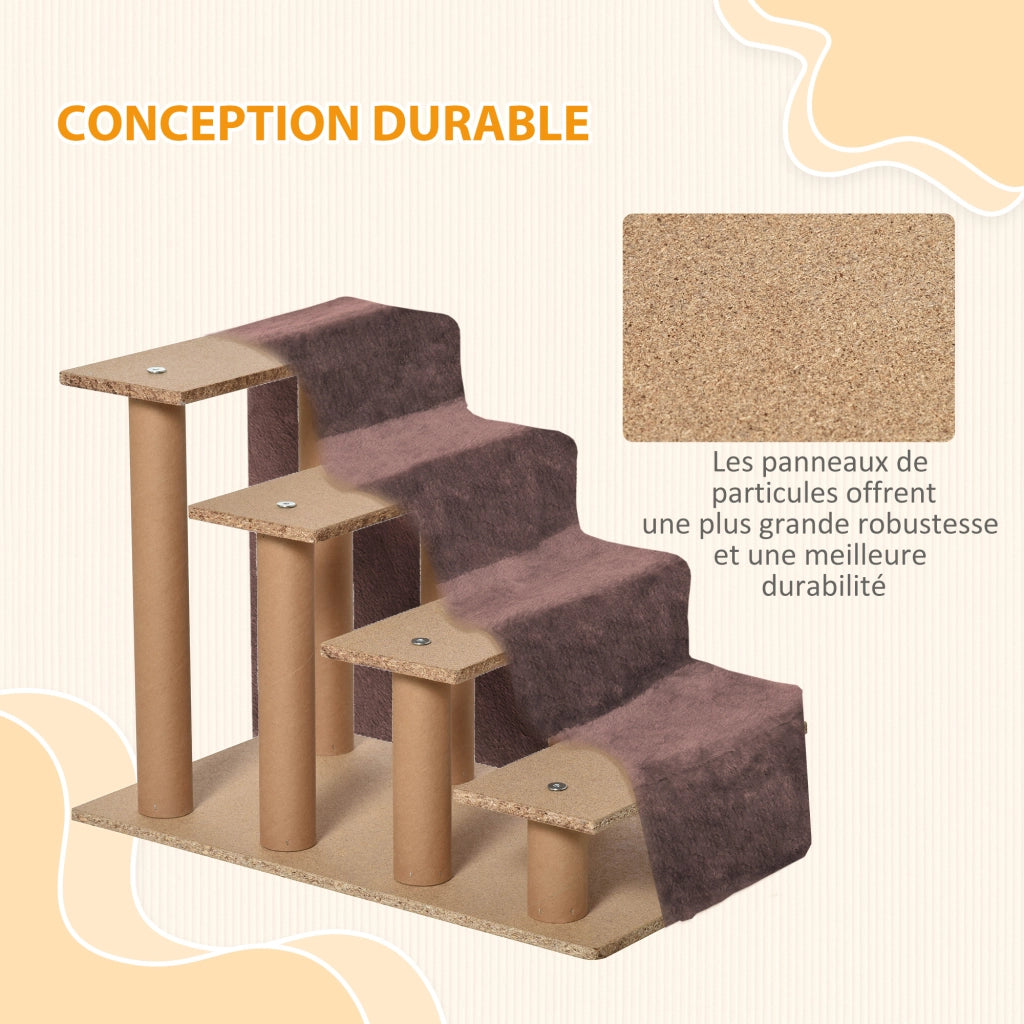Scala per Cani e Gatti 4 Gradini Antiscivolo ¨C Minimal ¨C Marrone 60x35x44