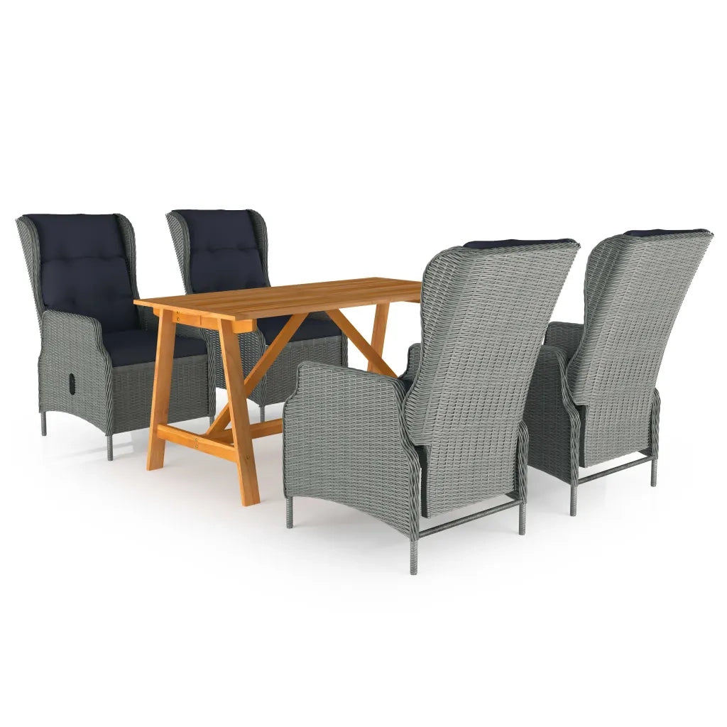 Set Mobili da Pranzo per Giardino 5 pz Grigio Chiaro 3068783